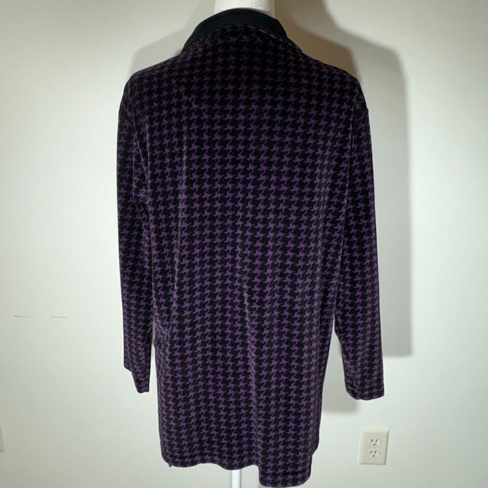 Women's Velour Purple and Black 1/4 Zip Pullover - Size Large - Picture 4 of 12
